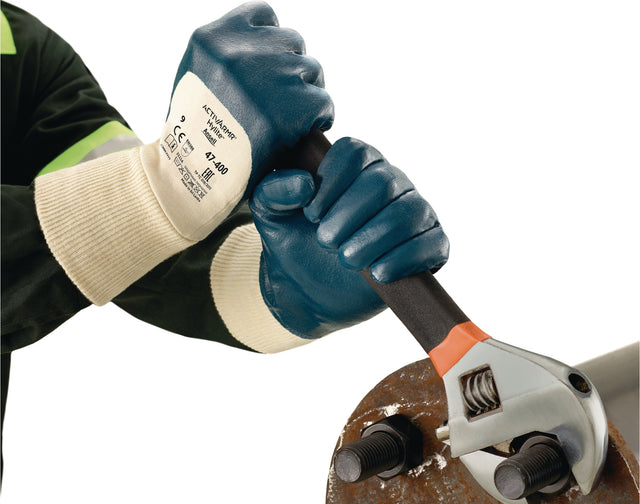 Ansell ActivArmr Hylite 47-400 Handschuhe Gr.8 weiß/blau EN 388 PSA II – 12 Paar
