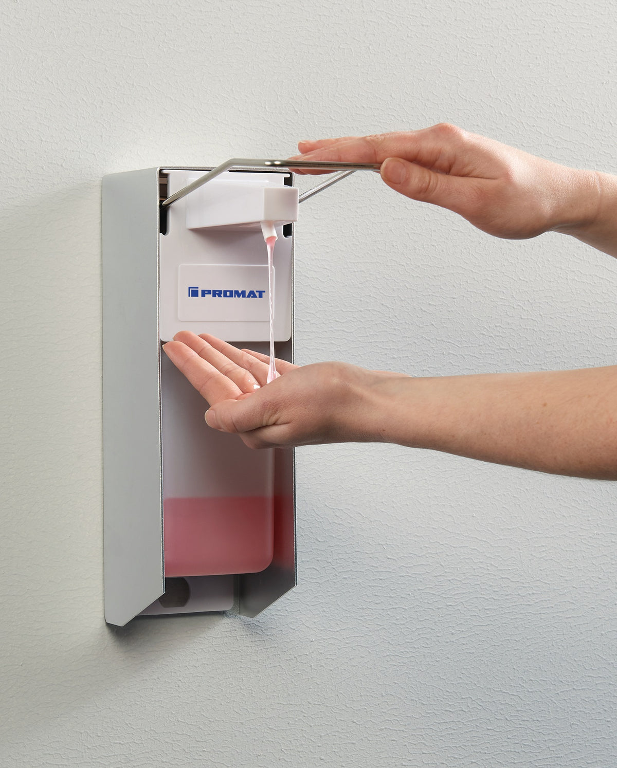 PROMAT Desinfektions- und Seifenspender 1 l mit Hebel, ABS, weiß, Wand- oder Säulenmontage