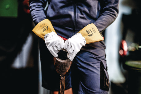 NITRAS SAFETY Schweißerhandschuhe ARGON PRO Gr.9 grau/ocker – EN 388, EN 12477, Nappaleder