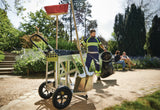 FLORA Reinigungswagen Beutelboy STA – Stahl, 120 l Beutelhalter, 4 Stielgerätehalter