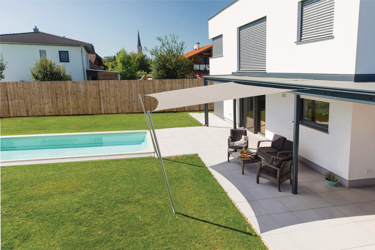 Sonnensegel CANNES QU 4x4 m anthrazit von WINDHAGER – UV-Schutz 50+, wind- und wasserabweisend