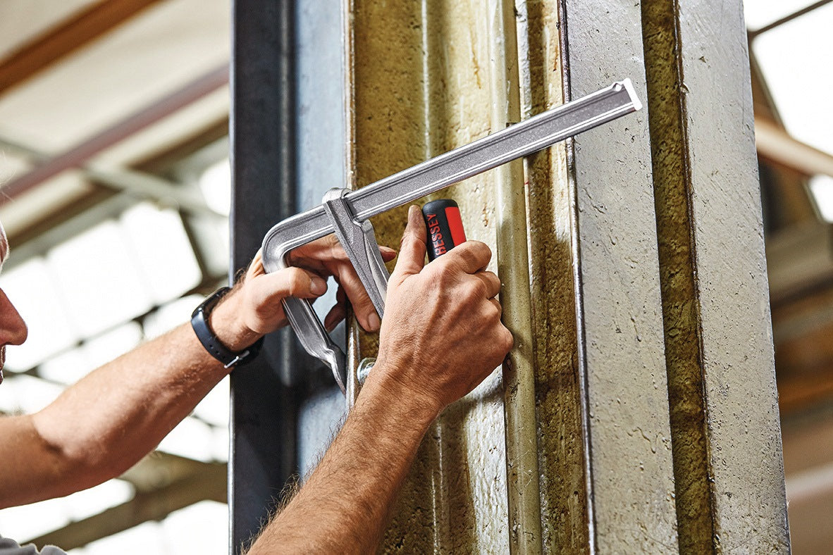 BESSEY Ganzstahlschraubzwinge GZ-KG mit 2-K-Klappgriff, 250 mm Spannweite, 120 mm Ausladung