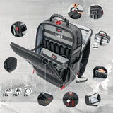 KNIPEX Werkzeugrucksack Modular X18 – 21 Haltelaschen, 37 Taschen, 15 kg Tragfähigkeit, Recycling-Nylon