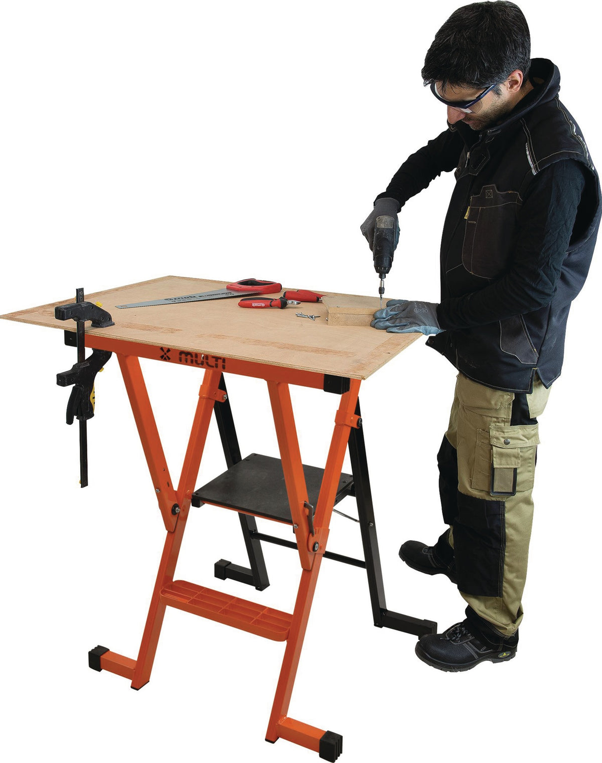 MONDELIN Trittleiter MULTI-X 4-in-1 Aluminium 2 Stufen Plattformhöhe 470 mm