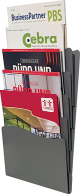 Twinco Solution Prospekthalter 5 Fächer DIN A4 Metall Schwarz Wandmontage 430x240 mm