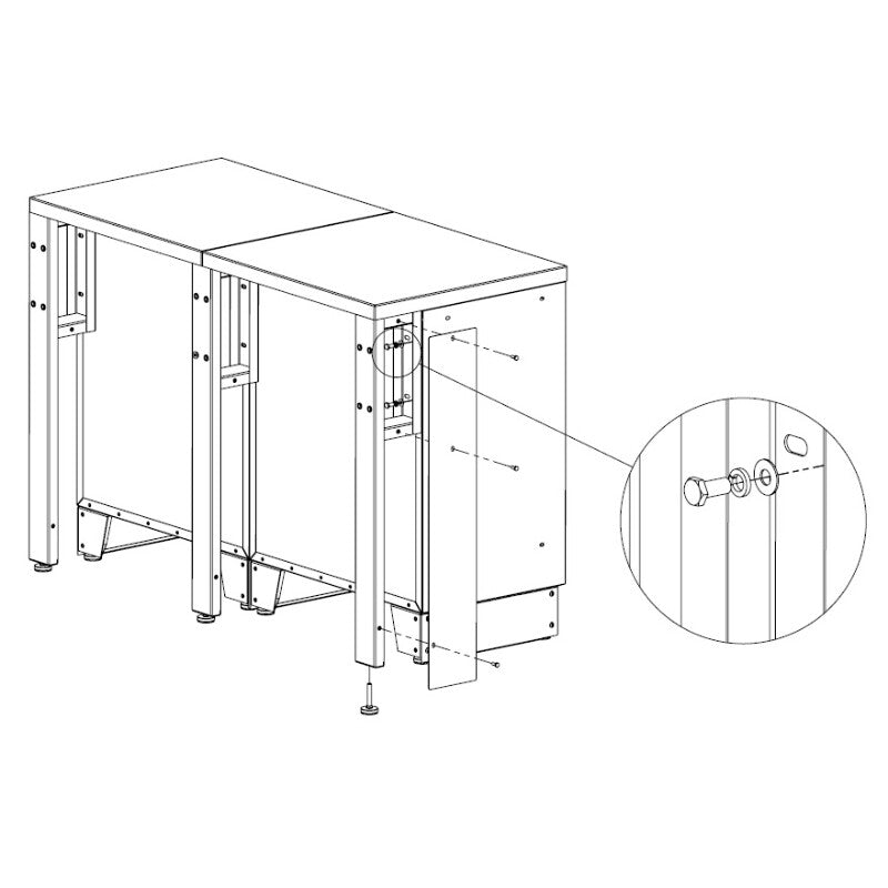 BUNKER 61cm Modulare Halterung für Arbeitsplatte 61cm