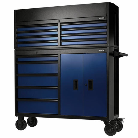 BUNKER Werkzeugwagen mit Topcase, 13 Soft-Close-Schubladen, 131cm, blau D24254