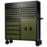 BUNKER Werkzeugwagen mit Topcase, 13 Soft-Close-Schubladen, 131cm, grün D24255
