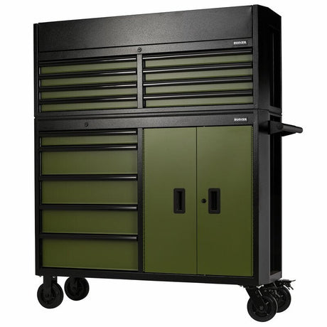 BUNKER Werkzeugwagen mit Topcase, 13 Soft-Close-Schubladen, 131cm, grün D24255