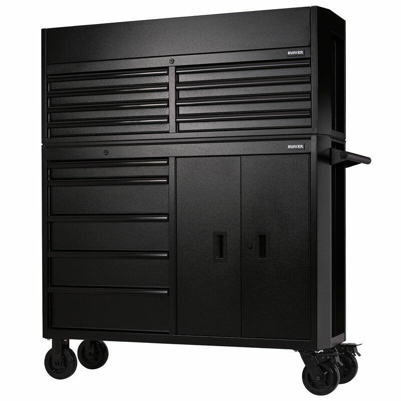 BUNKER Werkzeugwagen mit Topcase, 13 Soft-Close-Schubladen, 131cm, schwarz D24249
