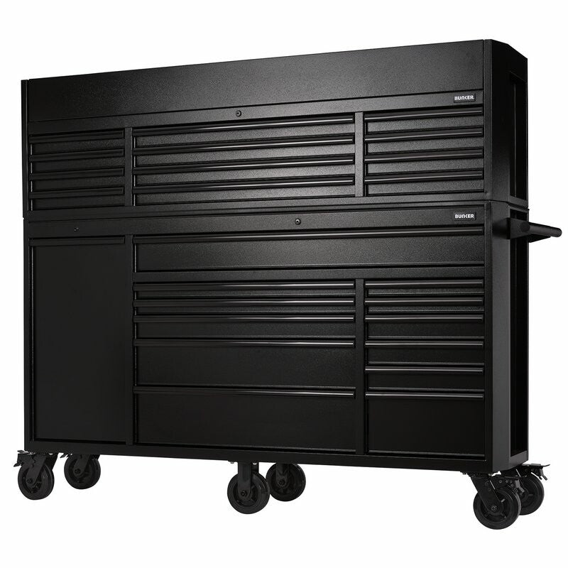 BUNKER Werkzeugwagen mit Topcase, 25 Soft-Close-Schubladen, 183cm, schwarz D24253