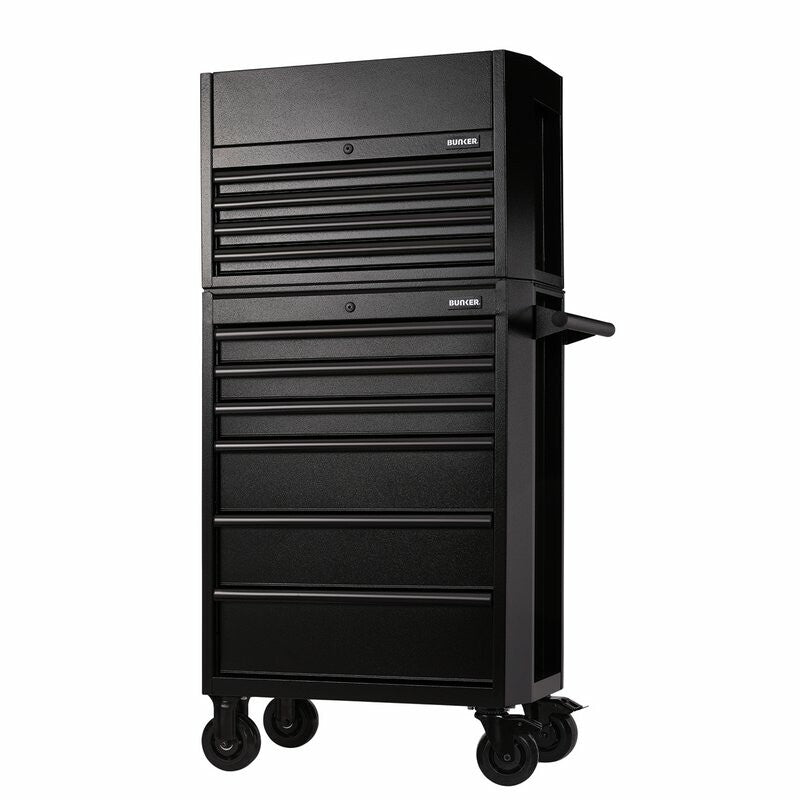 BUNKER Werkzeugwagen mit Topcase, 10 Soft-Close-Schubladen, 660mm, schwarz D24247