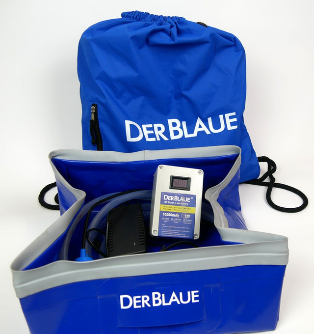 AQ Set 3 teilig Profi Wanne, Pumpsystem, Akku 12 V von DER BLAUE – mobile Lösung