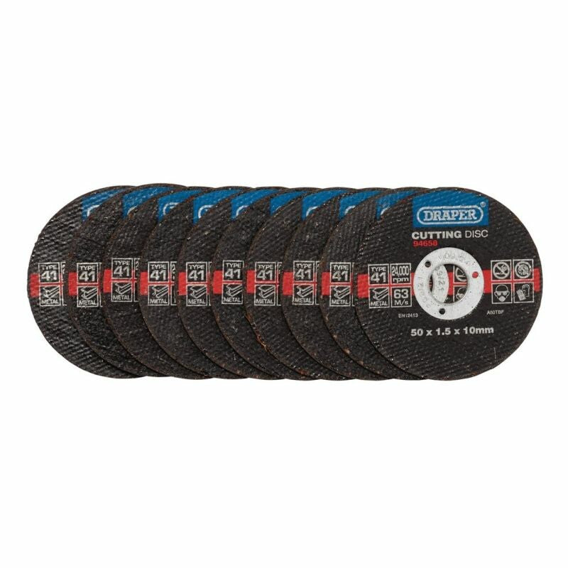 Draper Tools Trennscheibe Ø50x1,5mm (Bohrung 10mm), 10 Stück D94658