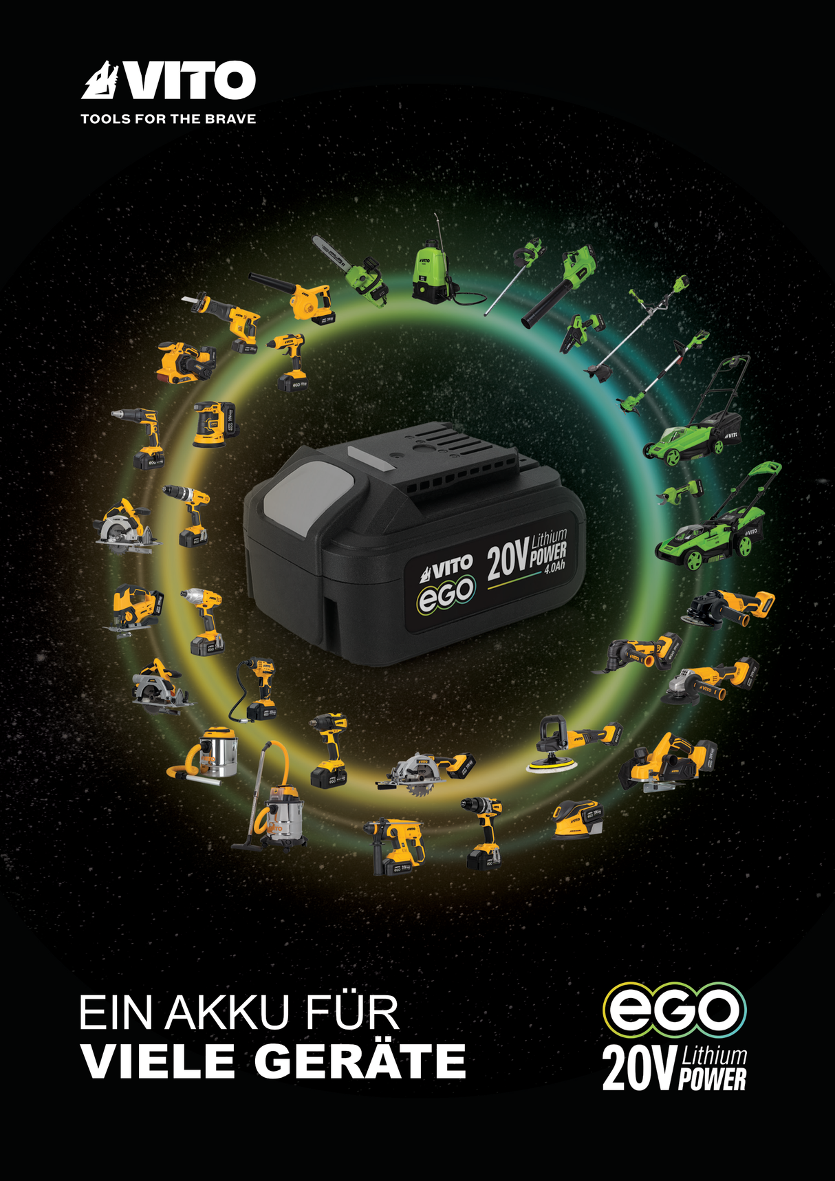 VITO EGO Akku-Bohrer 20V LI Akku-Bohrschrauber 60 Nm bürstenlos - VIBCBBBMCC