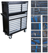 Deltach Werkzeugwagen D2-XXL + Topcase, 12 Schubladen gefüllt mit FOAM, 475dlg 527354