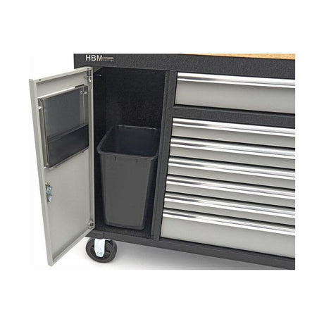 HBM Profi Werkzeugwagen mit Massivholzarbeitsplatte - 168 cm - Schwarz/Grau - H130176 - Tools.de TP Profishop GmbH