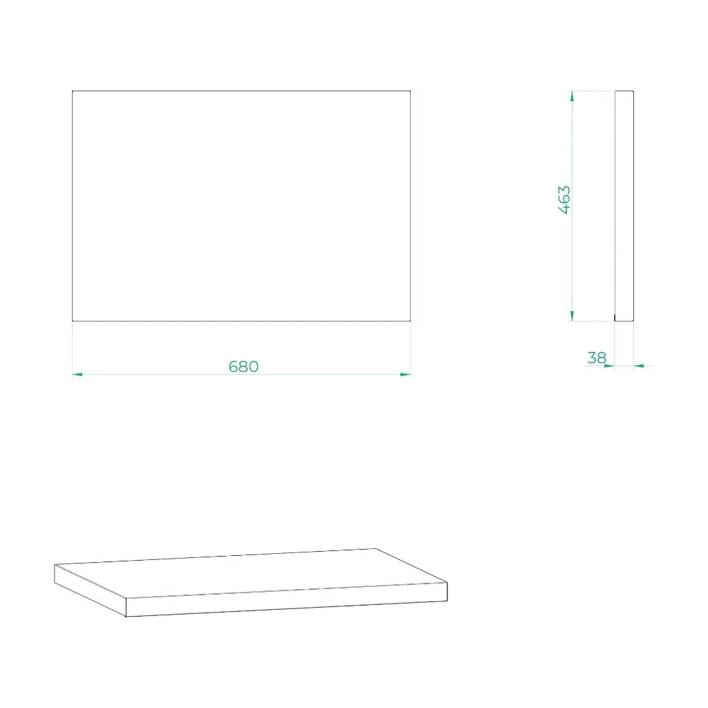 Bullram Arbeitsplatte Massivholz 680 × 463 × 38 mm - GC68RT