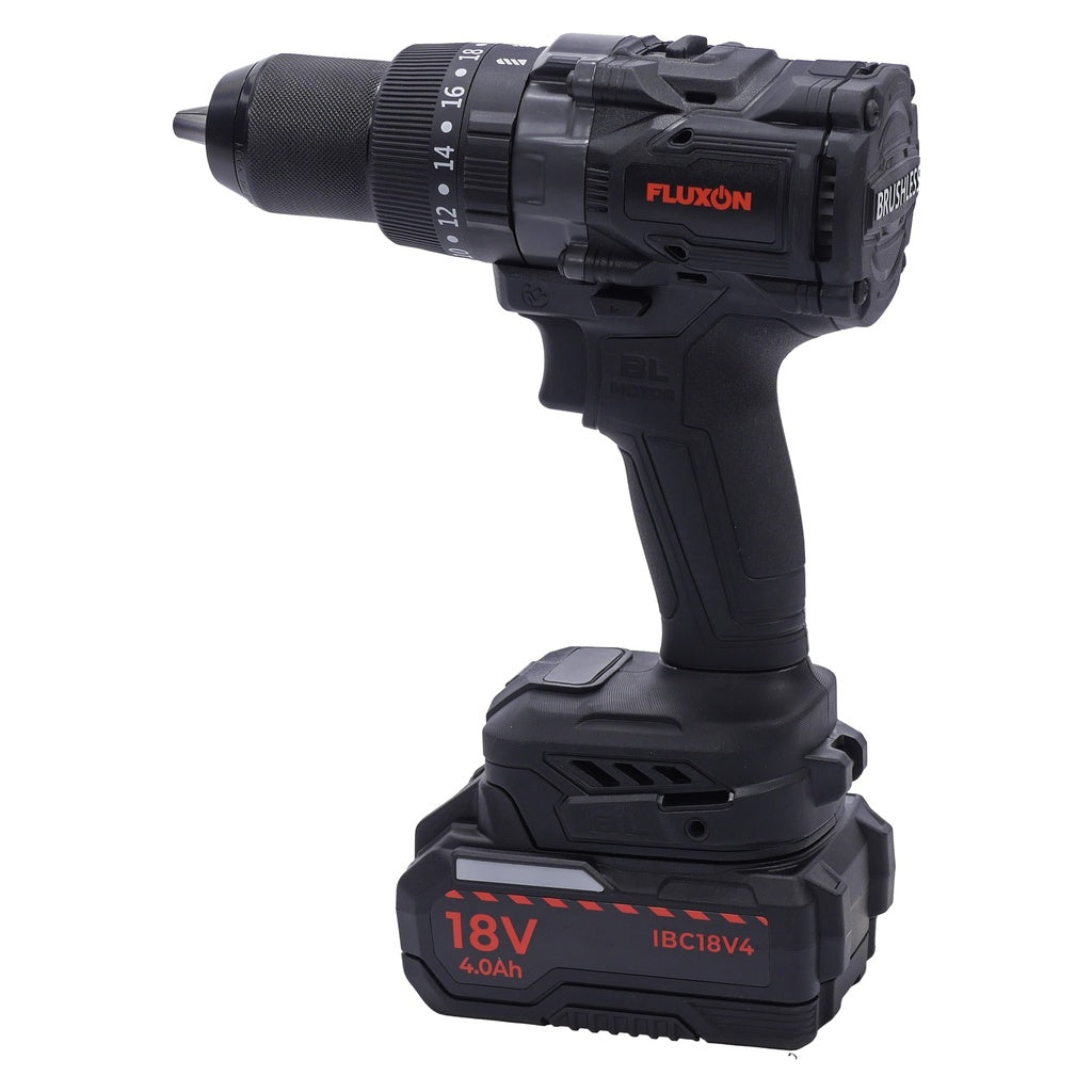 Fluxon Kabelloser bürstenloser Schlagbohrmaschine inkl. 1x 4,0Ah 18V Akku + Ladegerät - IDC13MB1A4