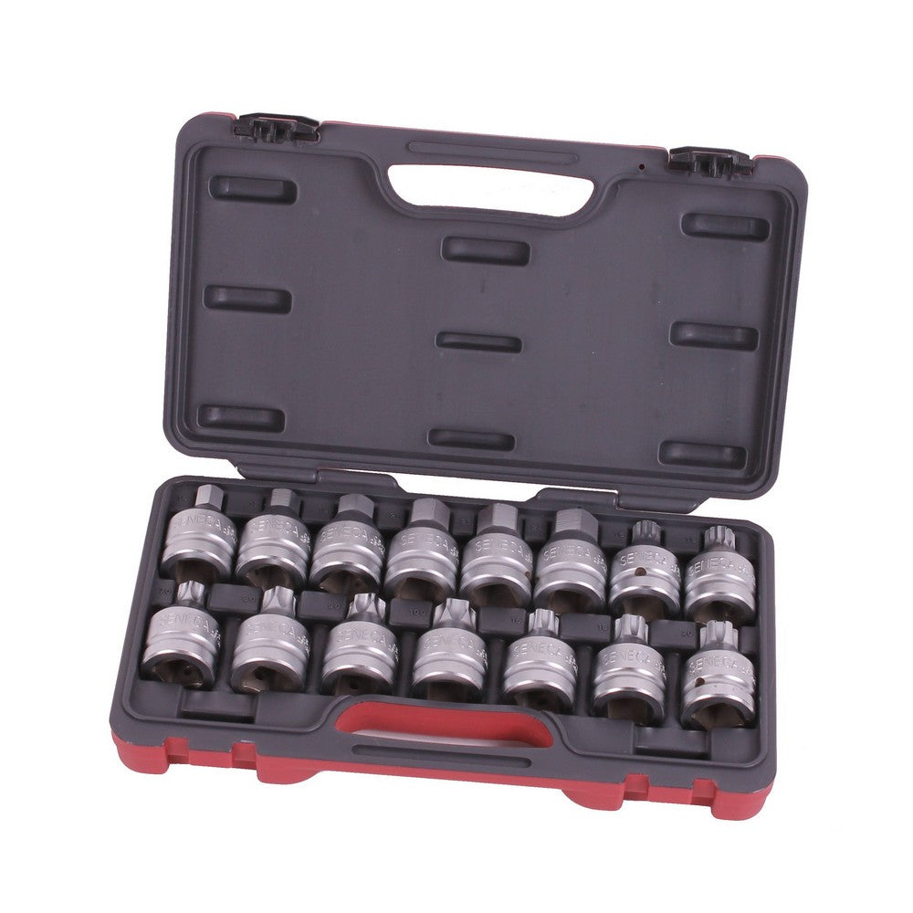 Seneca Bit Einsatz Satz Innenzechskant T-profil Spline Ribe 3/4" 15 Stück Profi - SE83103