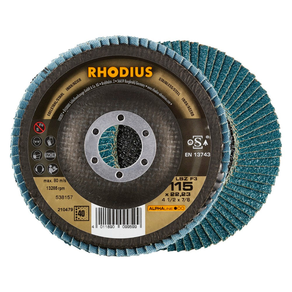 Rhodius Lamellenschleifscheibe V Konisch LSZ F3 115 x 22,23mm K40 10 Stück - 210479D