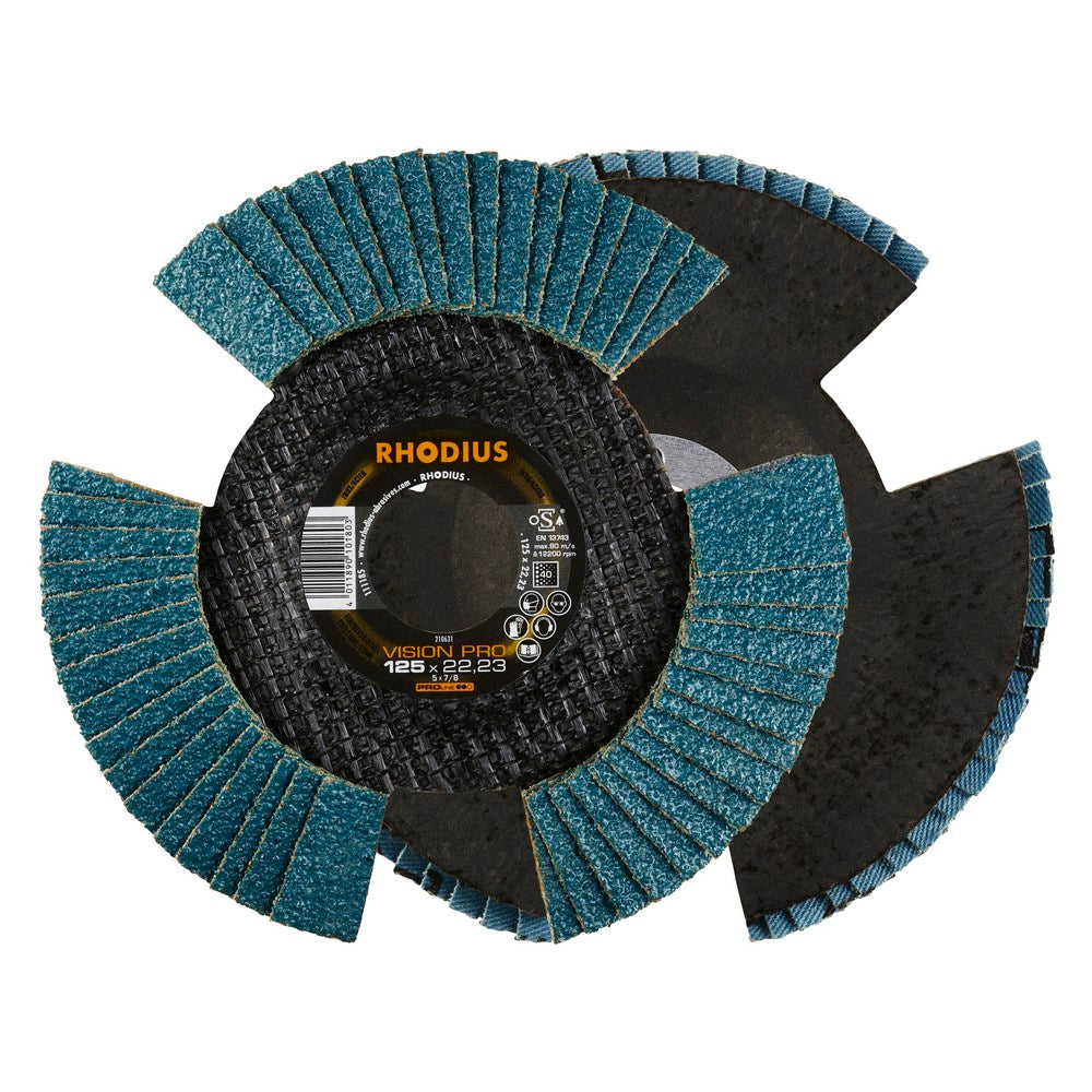 Rhodius Lamellenschleifscheibe V Konisch vision pro 125 x 22,23 mm K60 10 Stück - 210632
