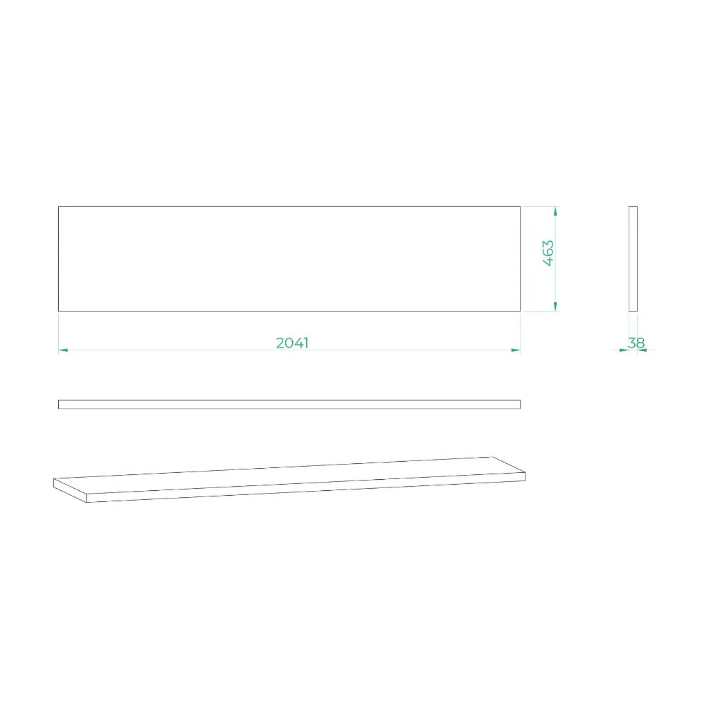Bullram Arbeitsplatte Edelstahl 2041 × 463 × 35 mm - GC20ST