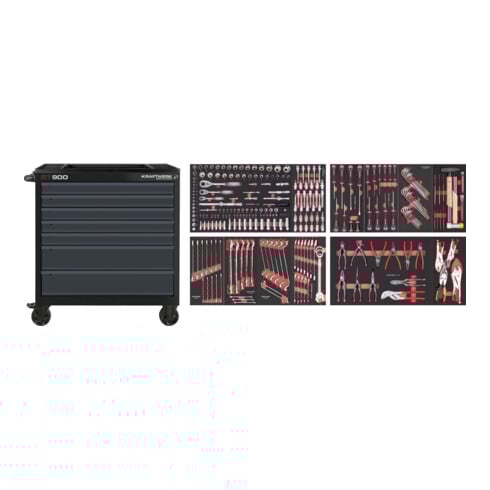 KRAFTWERK BT900 Werkstattwagen – 272-tlg. Profi-Komplettsystem, 7 Schubladen, anthrazit – Made in Germany mit 7 Jahren Garantie - KW-102.217.203