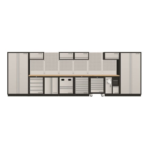 KRAFTWERK MOBILIO Werkbank 8er Kombi – 14 Schubladen, 7 Schränke, Rollwagen, Schlauch- & Kabelaufroller – KW-3964Q