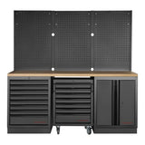 KRAFTWERK MOBILIO BLK 3er Kombi – 15 Schubladen, Buche-Arbeitsplatte & mobile Flexibilität für Deine Werkstatt - KW-3964K-BLK-23