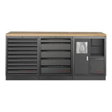 KRAFTWERK MOBILIO BLK 3er Kombi – 15 Schubladen, Papierrollenhalter & Buche-Arbeitsplatte für maximale Effizienz - KW-3964K-BLK-24
