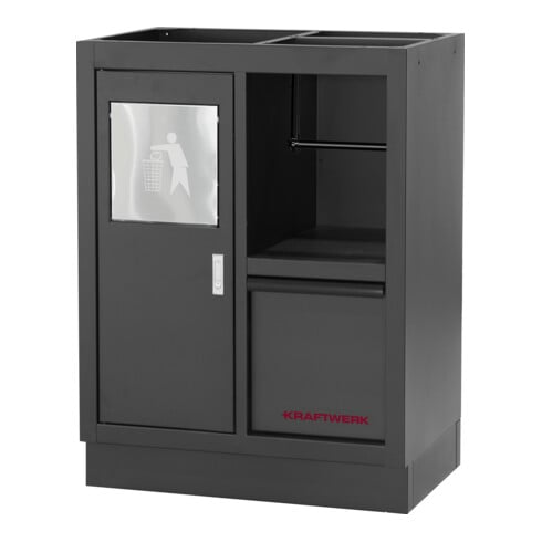 KRAFTWERK MOBILIO BLK 3er Kombi – 15 Schubladen, Papierrollenhalter & Buche-Arbeitsplatte für maximale Effizienz - KW-3964K-BLK-24