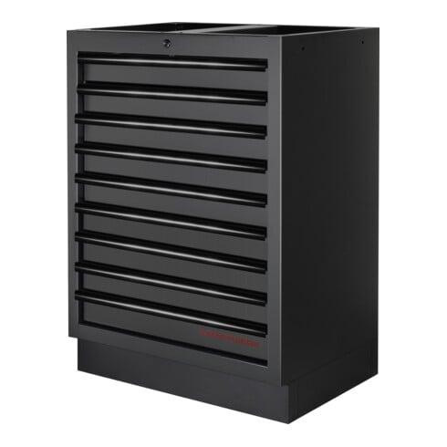 Kraftwerk MOBILIO – 3er Unterschrank-Kombi mit Buche-Arbeitsplatte & 16 Schubladen - KW-3964K-BLK-26