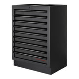 Kraftwerk MOBILIO – 3er Unterschrank-Kombi mit Buche-Arbeitsplatte & 16 Schubladen - KW-3964K-BLK-26