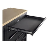 Kraftwerk MOBILIO – 3er Unterschrank-Kombi mit Buche-Arbeitsplatte & 16 Schubladen - KW-3964K-BLK-26