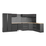 KRAFTWERK MOBILIO BLK 7er Eck-Kombi KW-3964P-BLK – Werkstatt-Komplettlösung mit Buche-Arbeitsplatte & 26 Schubladen - KW-3964P-BLK