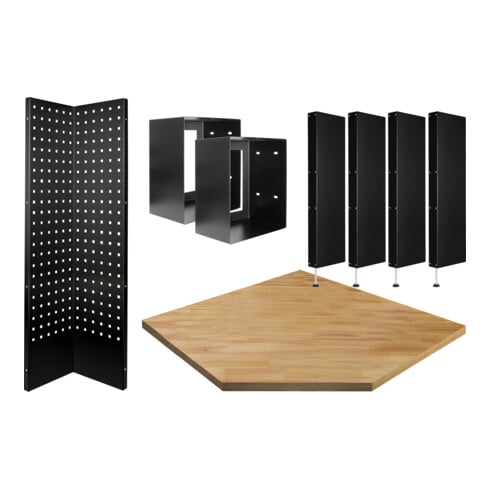 KRAFTWERK MOBILIO BLACK Erweiterungs-Set für Eck-Unterschrank – Mehr Arbeitsfläche in deinem Werkstattsystem - KW-3964-16-EX-BLK