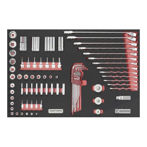 KRAFTWERK PRO LINE EVA Zoll-Werkzeug-Einlage | 80-tlg. 60 × 40 cm SAE-Werkzeuge in Schaumstoffeinlage – - KW-105.502.032