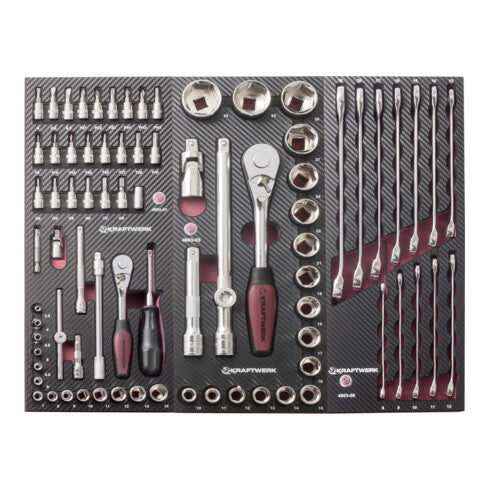 KRAFTWERK Werkzeug-Zusammenstellung – 104-tlg., 2 EVA3-Schubladeneinlagen für Werkstattwagen - KW-4931