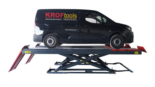 KROFtools 3.5t Profi Scherenhebebühne mit integriertem Achsfreiheber, LED Beleuchtung / Radfreiheber / 3500kg 400V Hebebühne / hydraulische Scherenhebebühne Modell 9832 - Tools.de TP Profishop GmbH