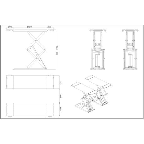 KROFtools 3T Doppel Scherenhebebühne mit großer Hubhöhe für PKW und Kleintransporter - 230V - Modell 9815M - Tools.de TP Profishop GmbH
