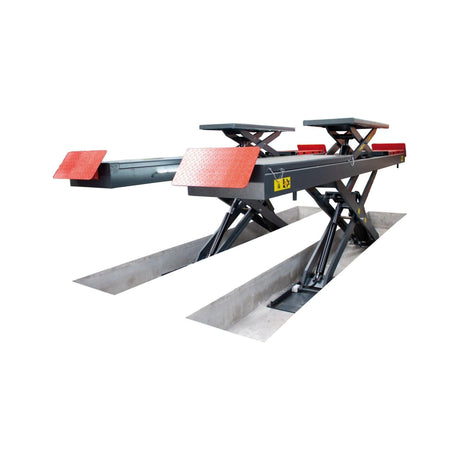 KROFtools Unterflur 3.5t Profi Scherenhebebühne mit integriertem Achsfreiheber, LED Beleuchtung / Radfreiheber / 3500kg 400V Hebebühne / hydraulische Scherenhebebühne Modell 9824 - Tools.de TP Profishop GmbH