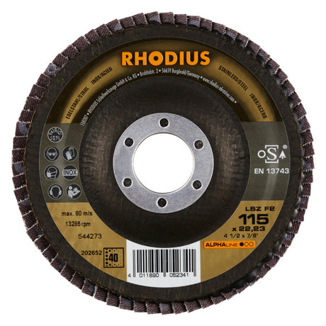Rhodius Fächerscheibe abgeschrägt Ø115, 22mm, K40 R202652
