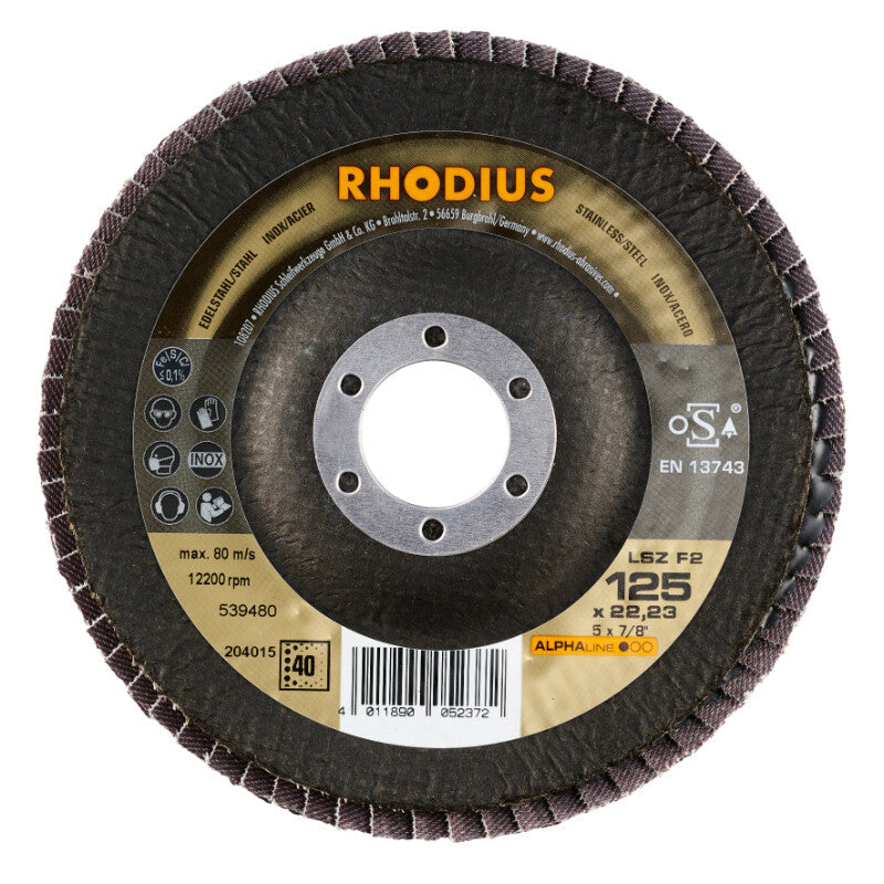 Rhodius Fächerscheibe abgeschrägt Ø125, 22mm, K40 R204015