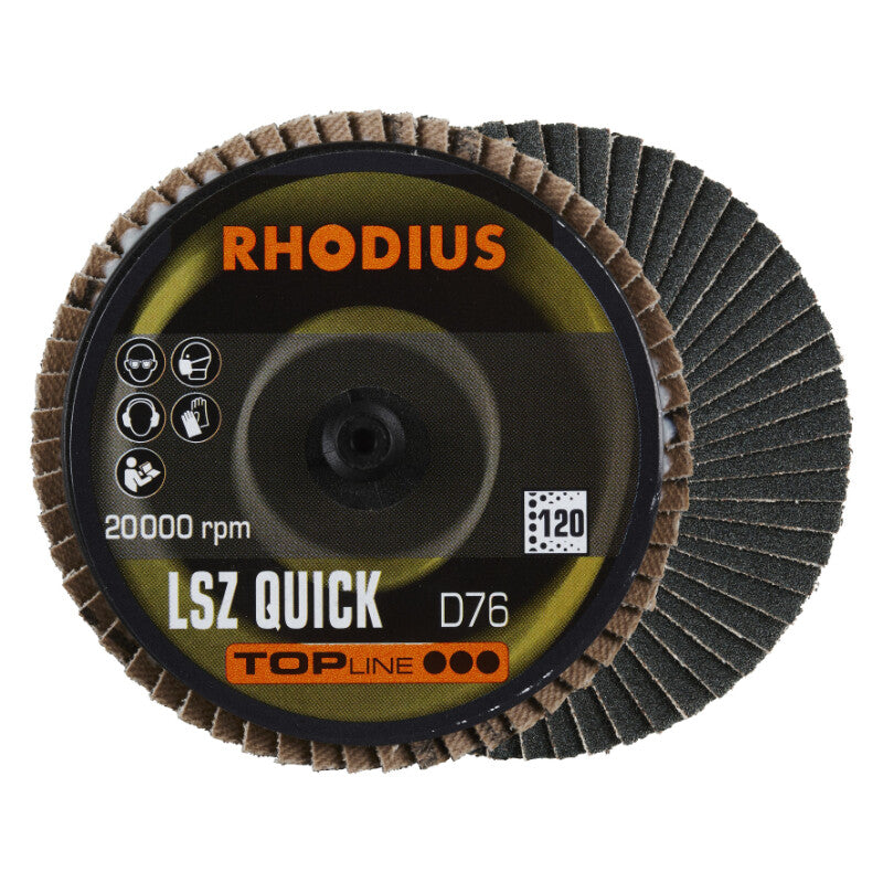 Rhodius Fächerscheibe Roloc, Ø75mm, K120, 3x R395056