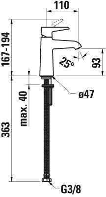 Laufen Einhand-Waschtischmischer VAL chrom 110 mm ohne Ablaufgarnitur