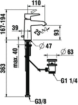 Laufen Einhand-Waschtischmischer VAL chrom 110 mm ohne Ablaufgarnitur