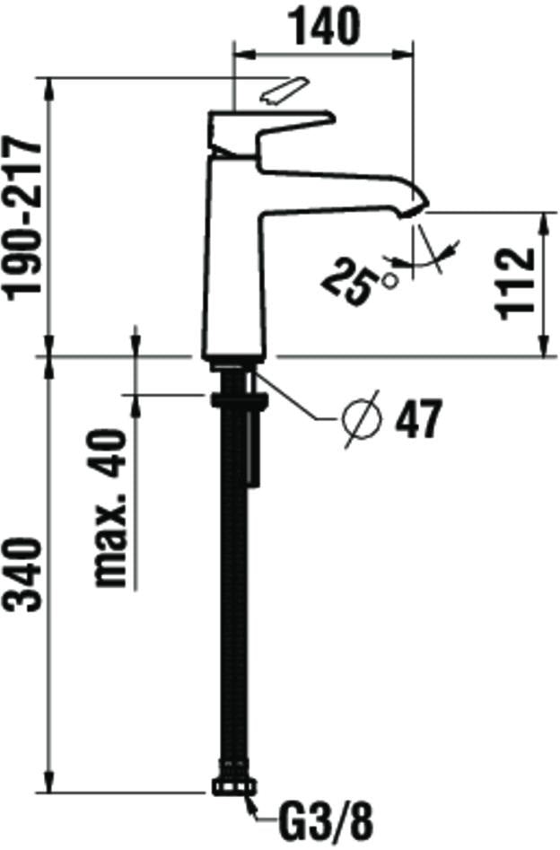 Laufen Einhand-Waschtischmischer VAL chrom 140 mm ohne Ablaufgarnitur – Einhandhebelmischer für 1 Hahnloch