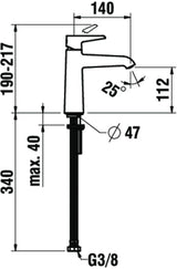 Laufen Einhand-Waschtischmischer VAL chrom 140 mm ohne Ablaufgarnitur – Einhandhebelmischer für 1 Hahnloch