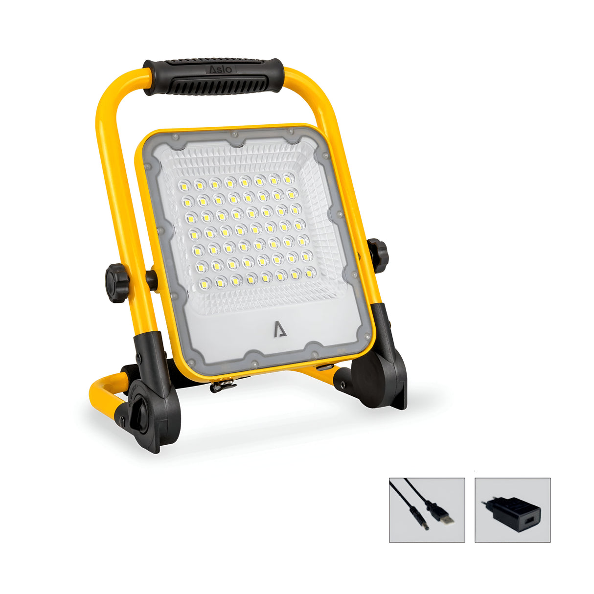 ASLO Akku Arbeitslampe – Tragbare 50W LED Arbeitsleuchte, IP65, 6000K – Akku Baustellenprojektor Modell ASWORK5060